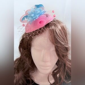 One of a Kind! Custom Chic Pink and Blue Fascinator